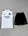 CONJUNTO TREINO VERÃO PARIS SAINT GERMAIN BRANCO/PRETO