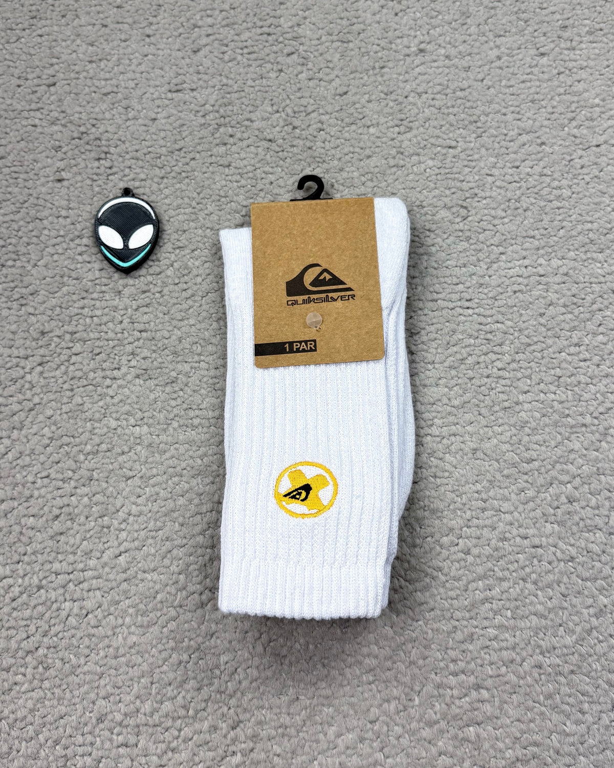 MEIA QUIK CANELADA BRANCO/AMARELO