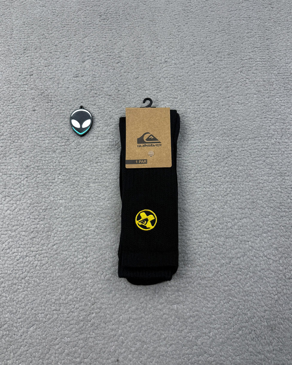 MEIA QUIK BORDADA PRETO/AMARELO
