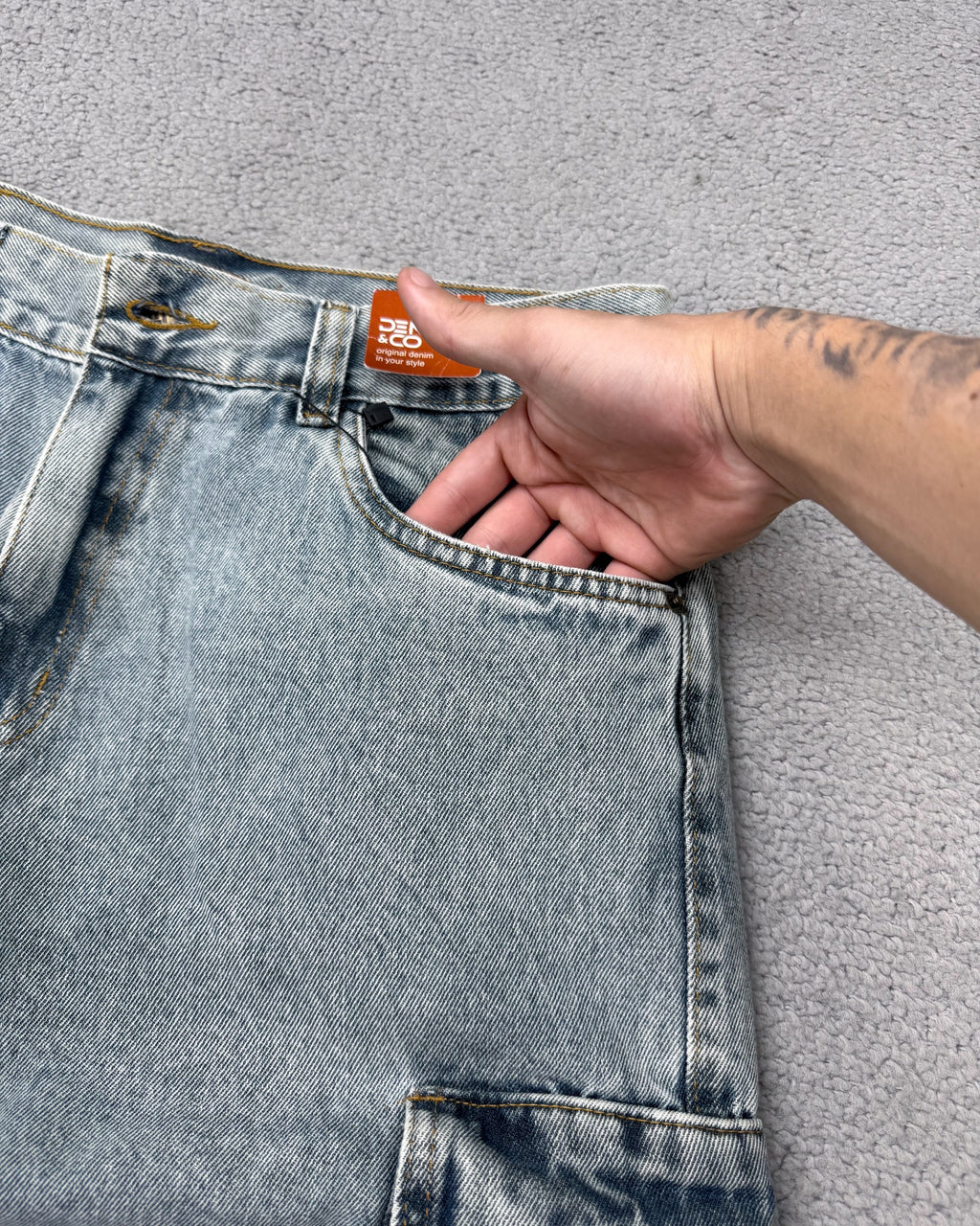 CALÇA JEANS CARGO 4 BOLSOS