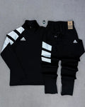 CONJUNTO ADDS 3 LISTRAS NA MANGA PRETO/BRANCO