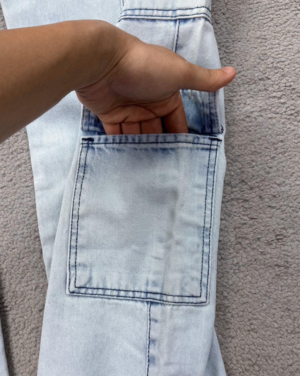 CALÇA JEANS CARGO 4 BOLSOS