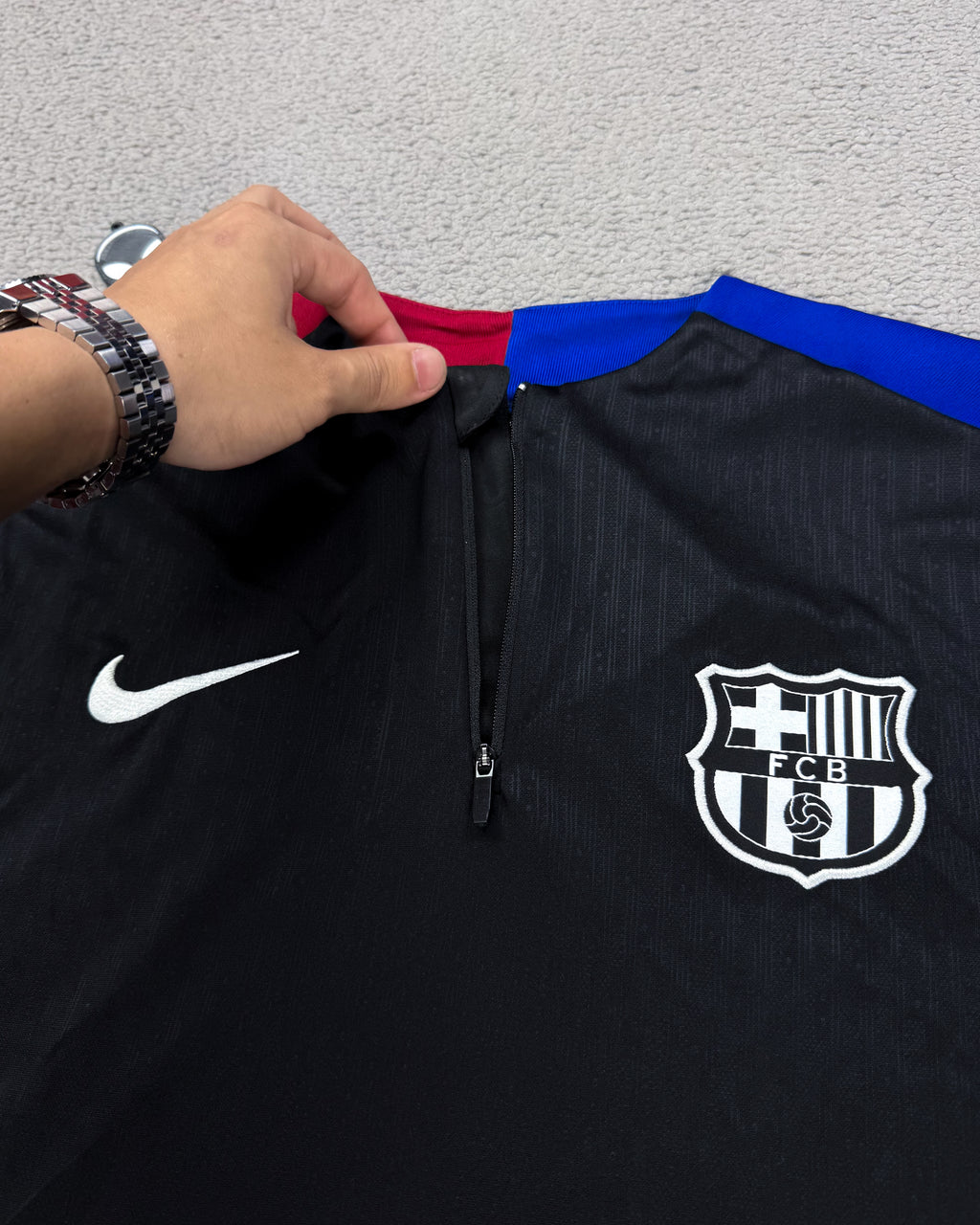 CONJUNTO TREINO BARCELONA PRETO, AZUL, VERMELHO